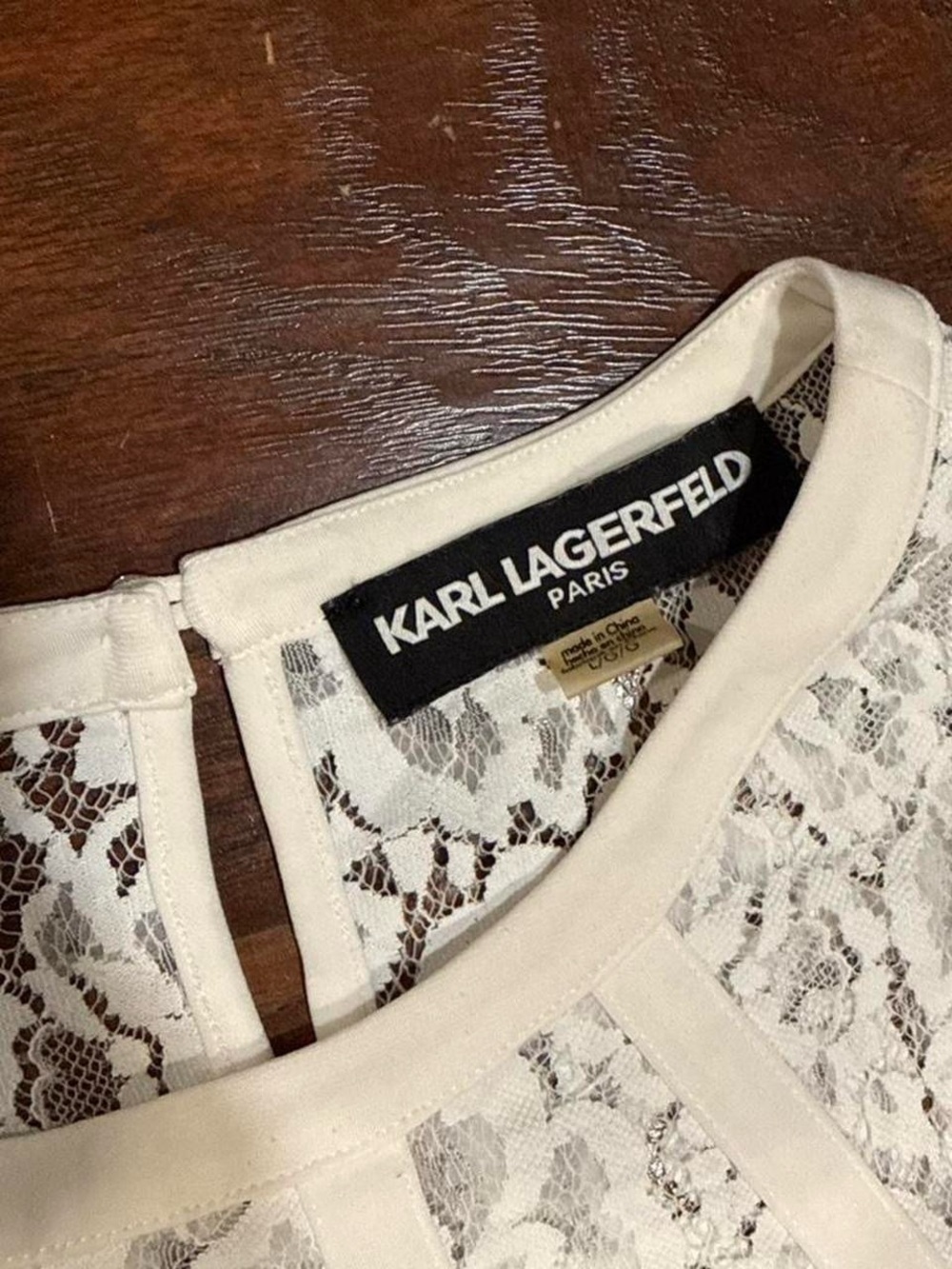Karl Lagerfeld Floral Lace White Blouse - Picture 3 of 5